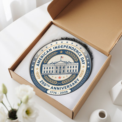 Panneau de fenêtre en verre pour décoration intérieure American Independance USA 250th Anniversary - H 12 po