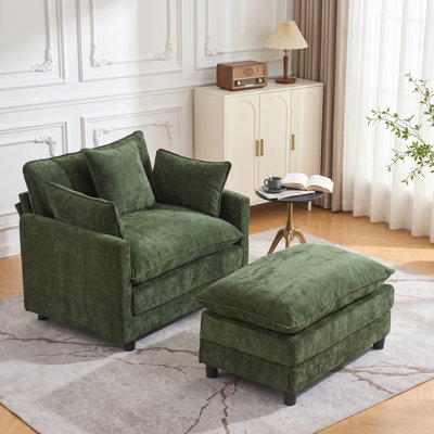 Fauteuil d'appoint rembourré de 100 cm de large avec repose-pieds