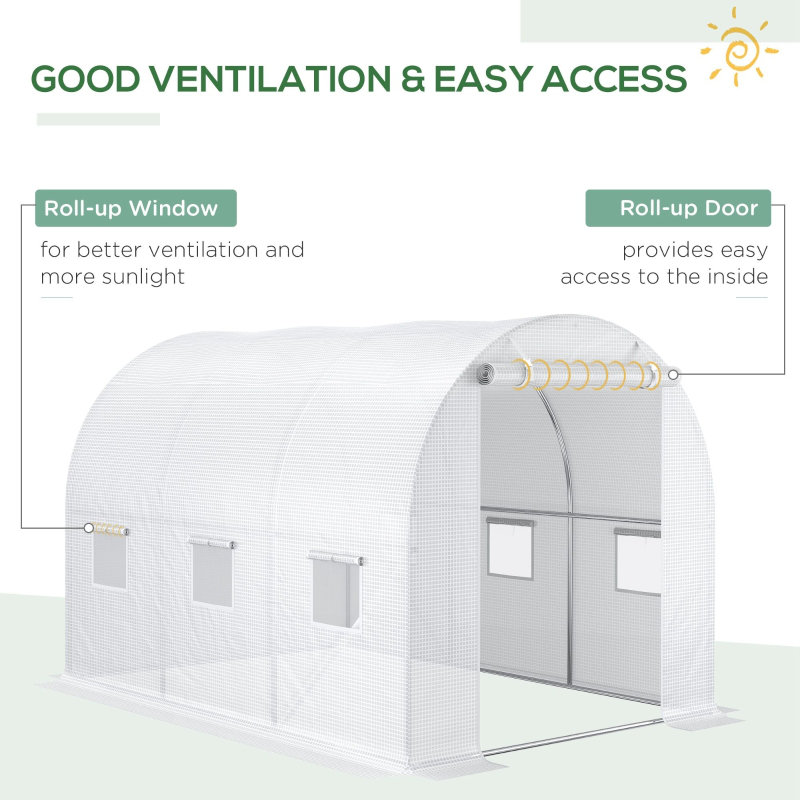 Toren Traditional Polytunnel Greenhouse Replacement Cover With Roll-Up Windows And PE Material