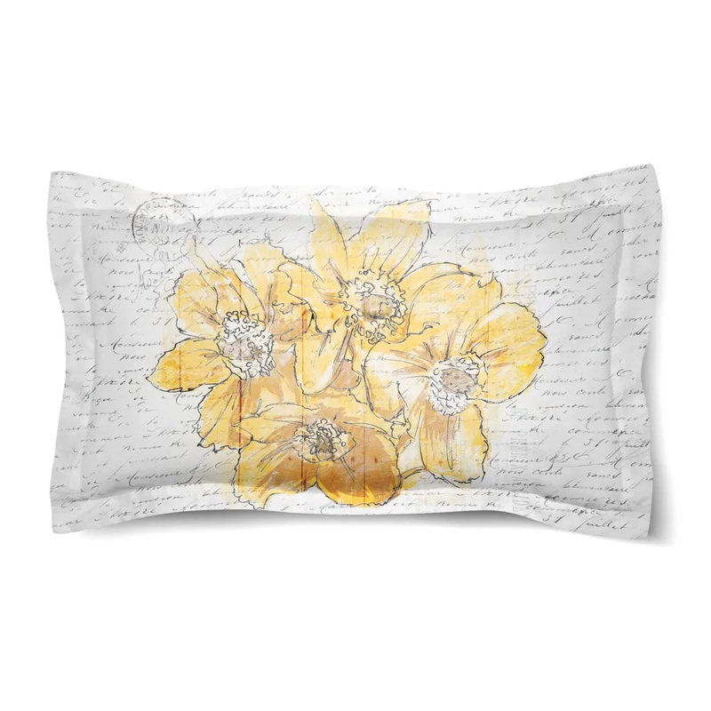 Laural Home Daffodil Blooms Eiffel Tower Standard Duvet Sham, King Sham