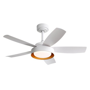 42-Inch White Ceiling Fan With Dimmable LED Light & Remote Control