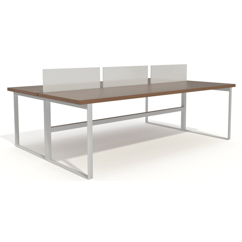 Banc de travail pour 6 personnes Adelore, Bleu marine, Chêne de Java, Gris ardoise