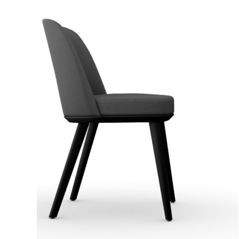 Foyer Upholstered Dining Chair with Wooden Base, Anouk Sand, Matt Black