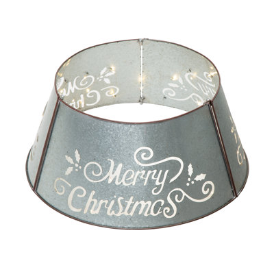 Galvanized Diecut Metal Tree Collar with Lights