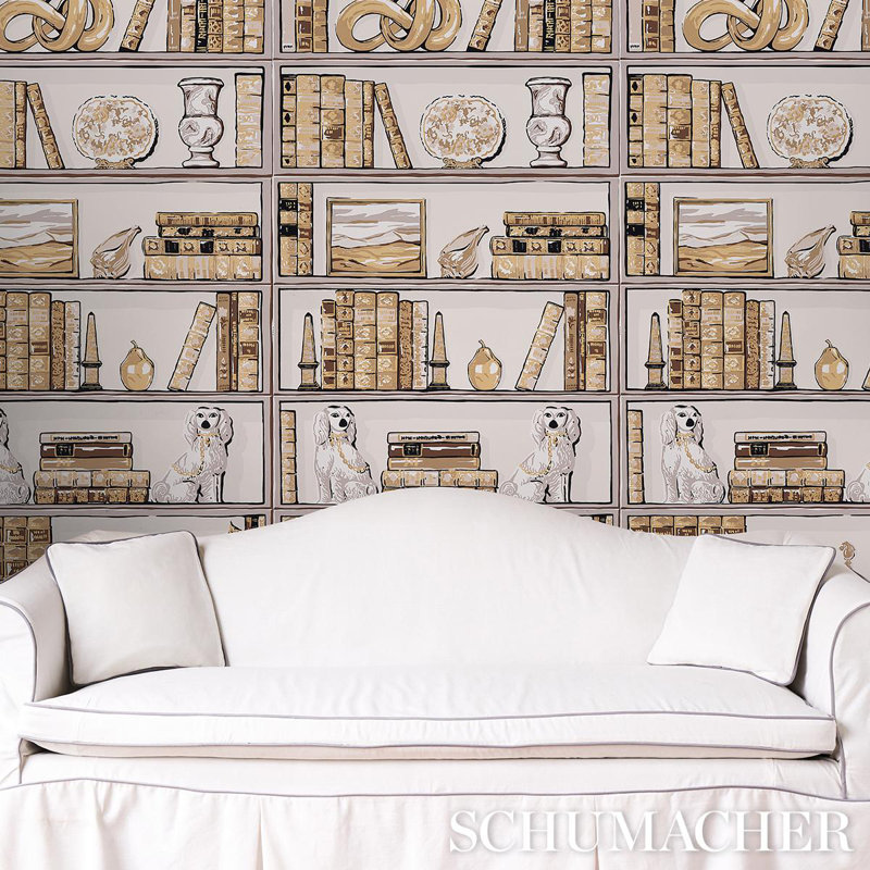 Natalies Library Wallpaper, Mocha