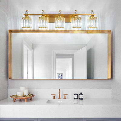 Modern Crystal Vanity Light Fixture With K9 Crystal Shade For Bathroom Mirror Lighting
