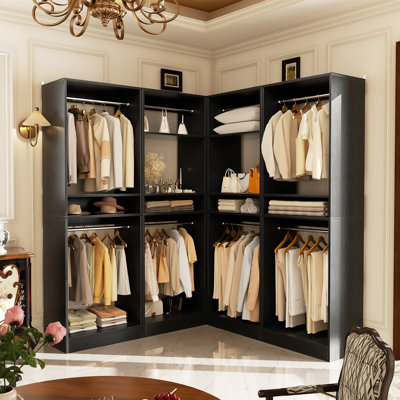  Wood Closet System With Hanging Rods