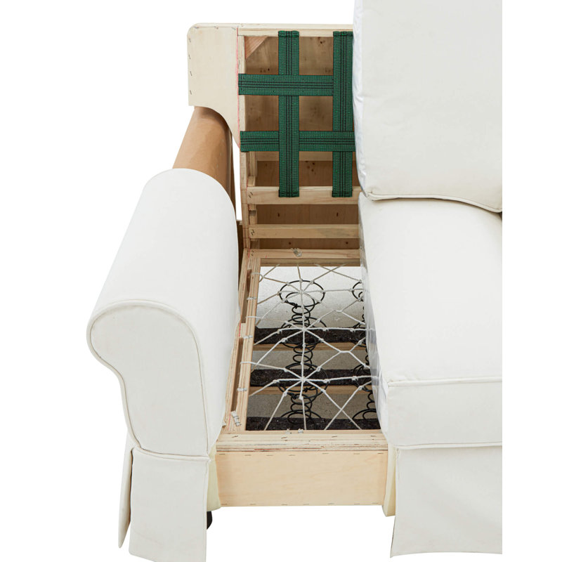 Causeuse à accoudoirs arrondis en coton 60 po avec coussins réversibles Wesham, Coton blanc