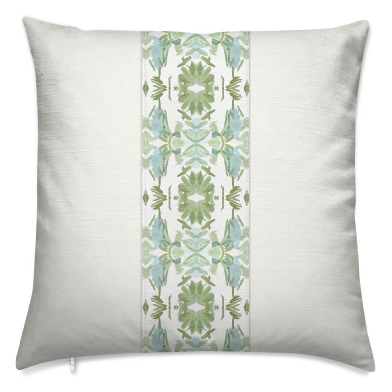Wildflowers I Luxury Panel Pillow, 22"H x 22"W, Blue/Sage Green/White Dove