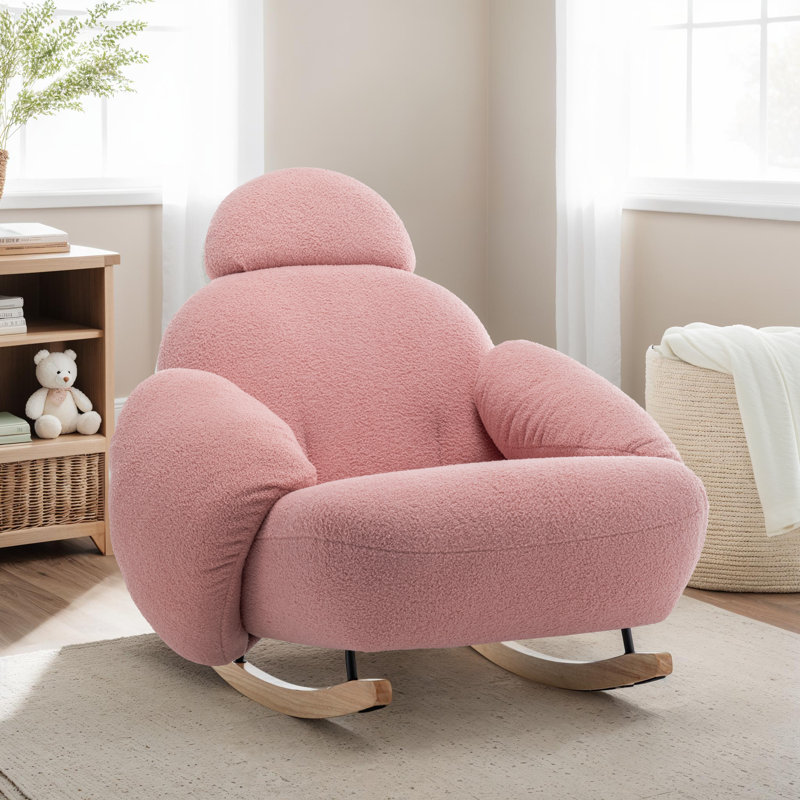 Deshanay Rocking Chair, Pink Teddy