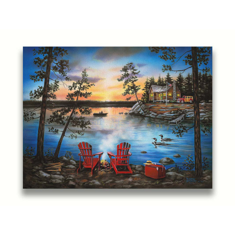 «Lakeside Retreat» par Robert Andrea sur, Toile tendue, Non, H 12 po x l 16 po