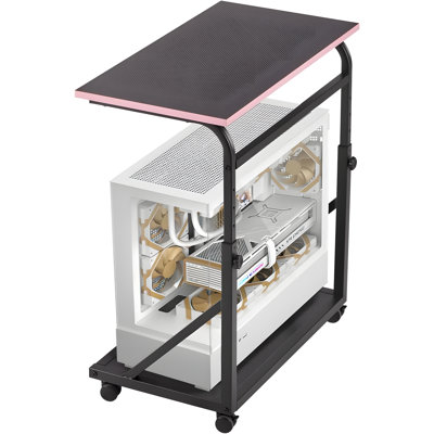 Ergonomic Height Adjustable CPU Stand With 2-Tier Storage, Heavy-Duty Under Desk PC Tower Holder Cart With Wheels For Office And Gaming