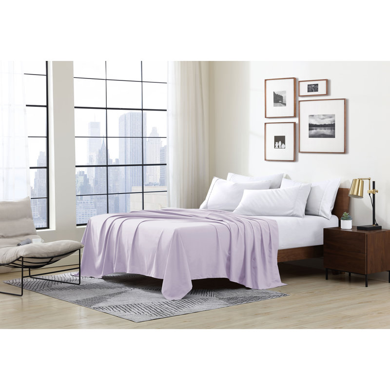 Soft Microfiber Single Flat Sheet - Basics by Wayfair™, Queen Flat Sheet, Lavender