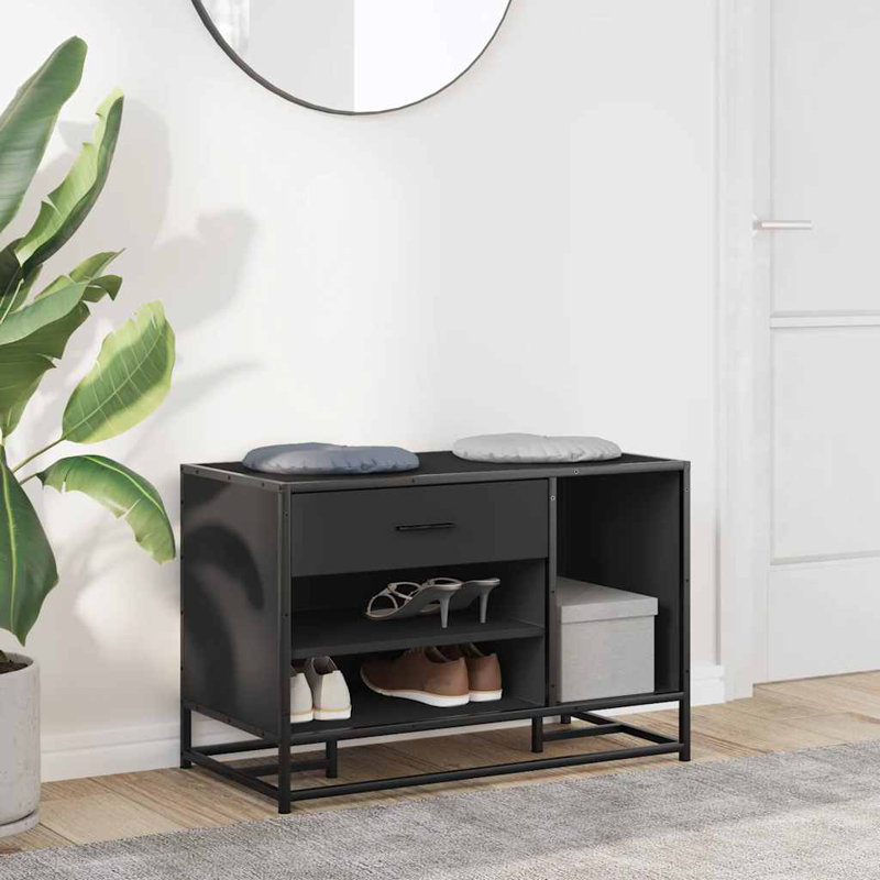 Shoe Bench 80X40x53.5 Cm Engineered Wood And Metal, Black