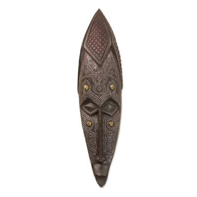 Décoration murale masque en bois africain