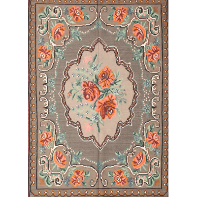 Tapis traditionnel brun / orange / vert Simbula