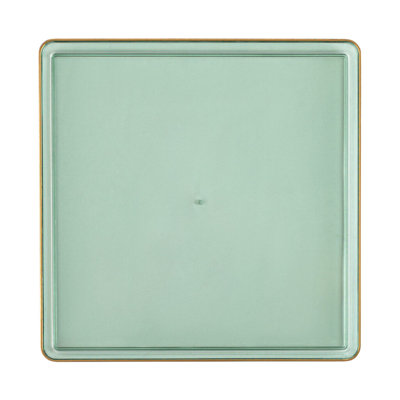 Assiettes en plastique jetables carrées vertes translucides avec rebord doré 10,75 po EcoQuality (120)