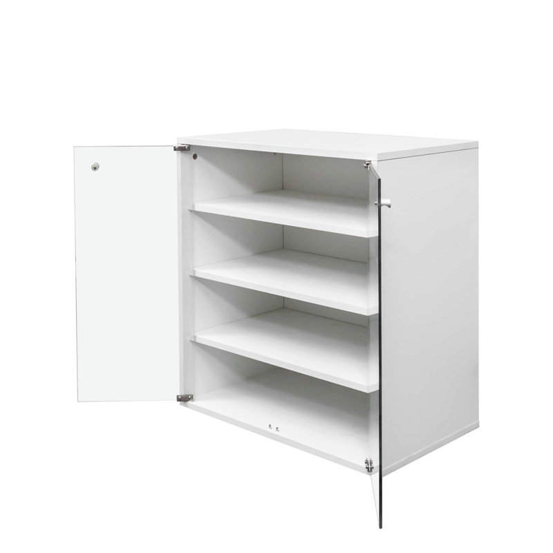 Boîte à chaussures avec lumière à DEL RVB, boîte de rangement de chaussures empilable en bois avec porte en verre, boîte de rangement pour chaussures pour chaussures de sport (4 étages-1)