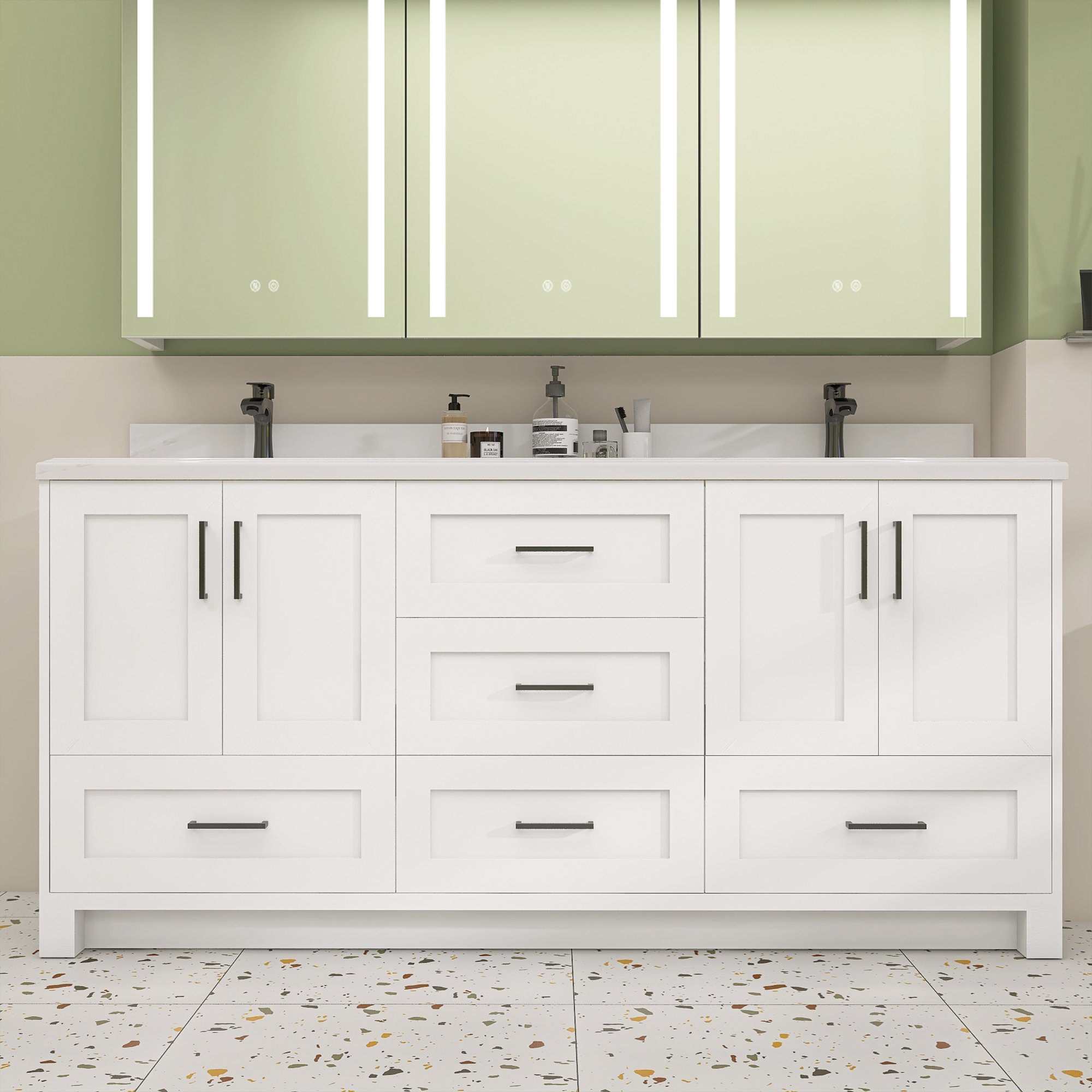 Ogonbrick Solid Wood 72'' Double Bathroom Vanity Base Only - Wayfair Canada