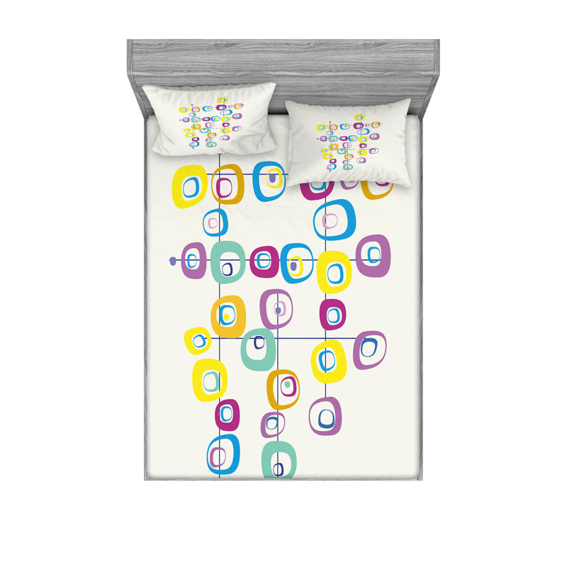 Multicolore drap-housse et coussin décoratif Ambesonne, Ensemble de draps-housses pour lit double + 4 taie