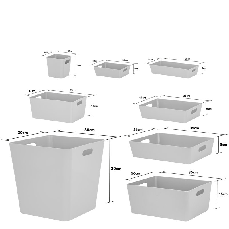 Wham Studio 13 Piece Plastic Basket Set, Grey