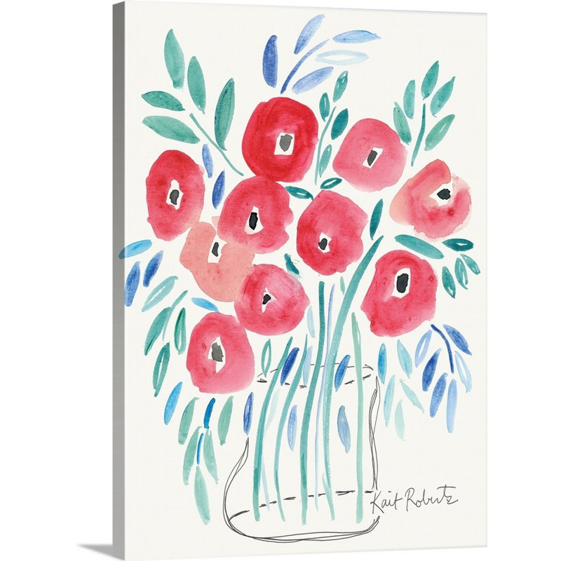 Reproduction d’art sur toile, "Poppin Poppies" par Kait Roberts, H 16 po x l 12 po x P 1,25 po, Toile tendue
