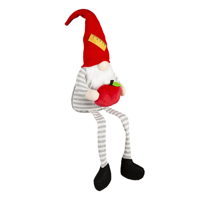Figurine Teacher Gnome avec pomme et pieds suspendus