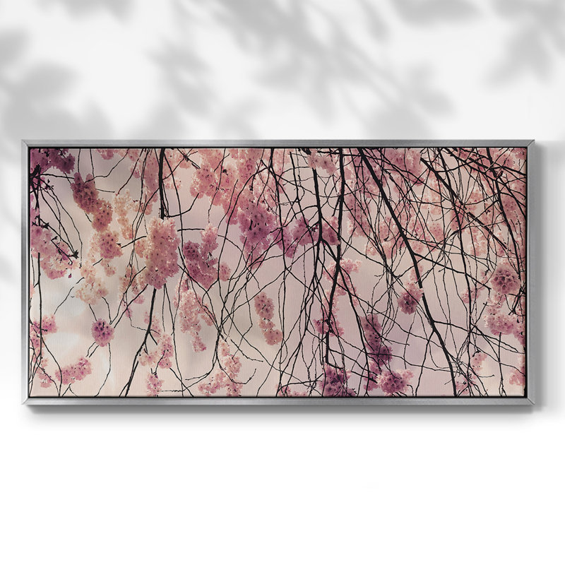 Spring Song - Toile tendue avec châssis tendue, prête à être accrochée, H 21 po x l 41 po, Argent argent