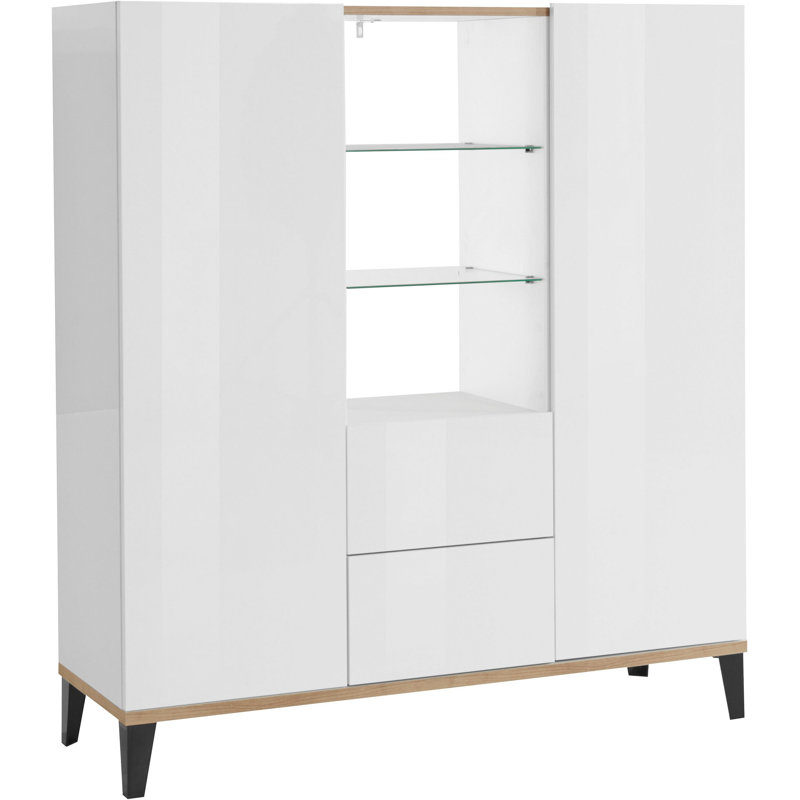 Avaan 120cm Sideboard, White Glossy/Maple Pereira