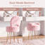 Tabouret de coiffeuse rond rose avec dossier et rangement dissimulé, chaise de maquillage pliable en fausse fourrure avec assise en mousse à mémoire de forme et structure en métal doré, petit modèle-2011653969
