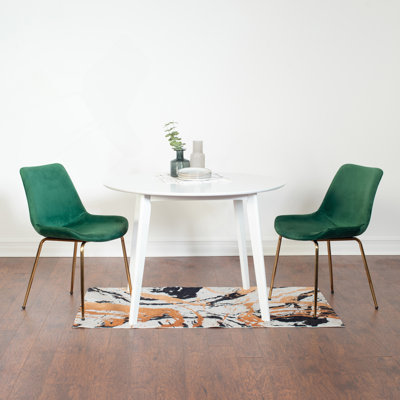 Ensemble de salle à manger 3 pièces Aufurr, table ronde blanche avec 2 chaises