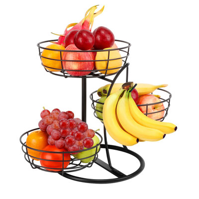 Panier à fruits avec support à banane, panier de rangement pour fruits et légumes avec support à bananier