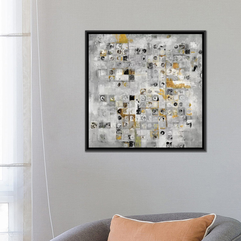 « axiom (gris) » par jill martin, impression sur toile, H 26 po x l 26 po x P 1,5 po, Toile avec cadre noir, Pas de tapis