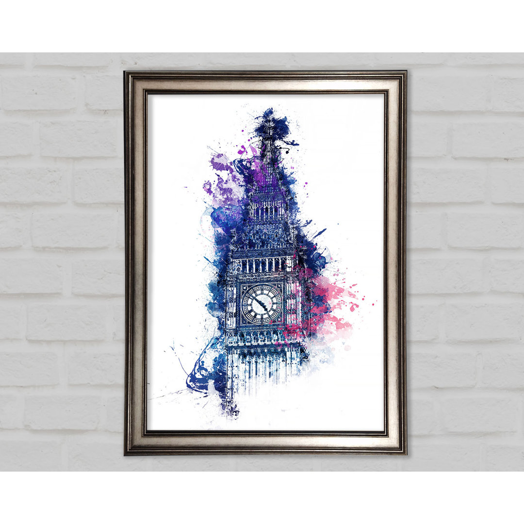 Aquarell Big Ben 4 Gerahmter Druck