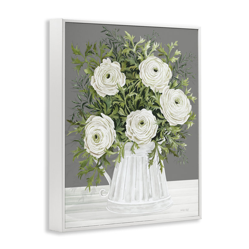 Pivoines dans un art champêtre par Cindy Jacobs bg-131, Estampe numérique encadrée blanc bord de mer, H 30 po x l 24 po