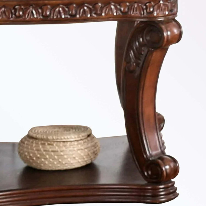 Table de bout avec plateau en verre et tablette inférieure