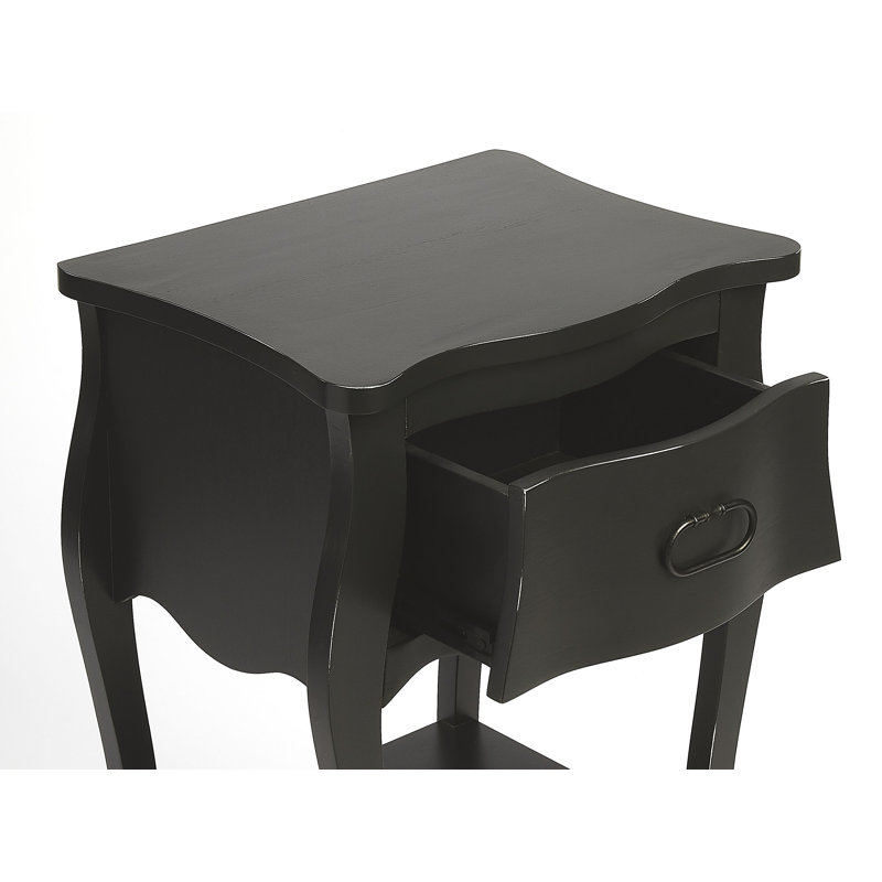 Rochelle 1 Drawer Nightstand, Black