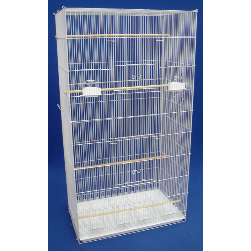 36'' Steel Flat Top Breeder Bird Cage with Perch, White