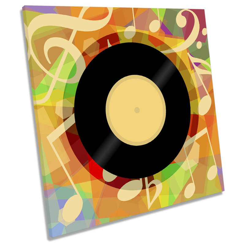 Z2583 Vinyl Record Music Juke Box - Wrapped Canvas Print, 60cm H x 60cm W x 2cm D