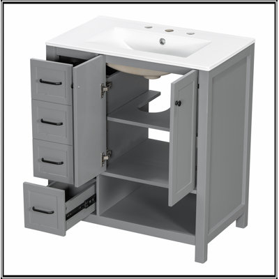 Meuble-lavabo avec lavabo, deux portes et deux tiroirs