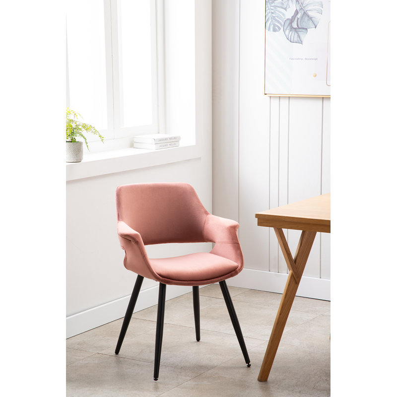 Shelton Velvet Dining Chair with Metal Legs, Pink