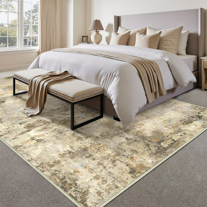 Tapis moderne lavable à la machine avec envers antidérapant Asher, Rectangle 9 pi x 12 pi