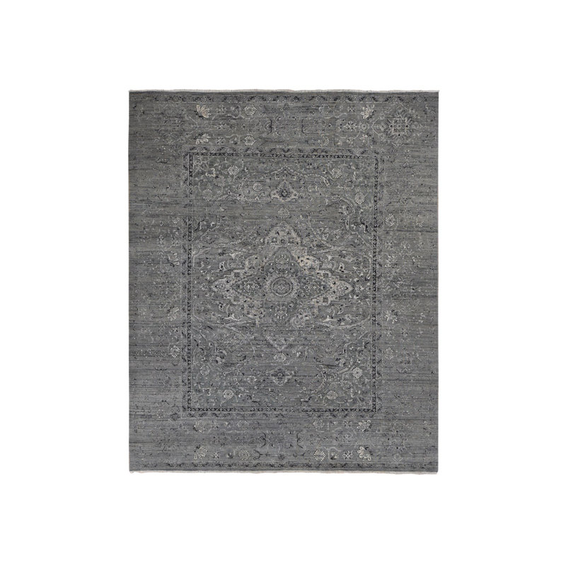 Tapis gris en laine noué à la main 8 pi 3 po x 10 pi 1 po FA0A8330E75D4A77856287188F4DC9C5
