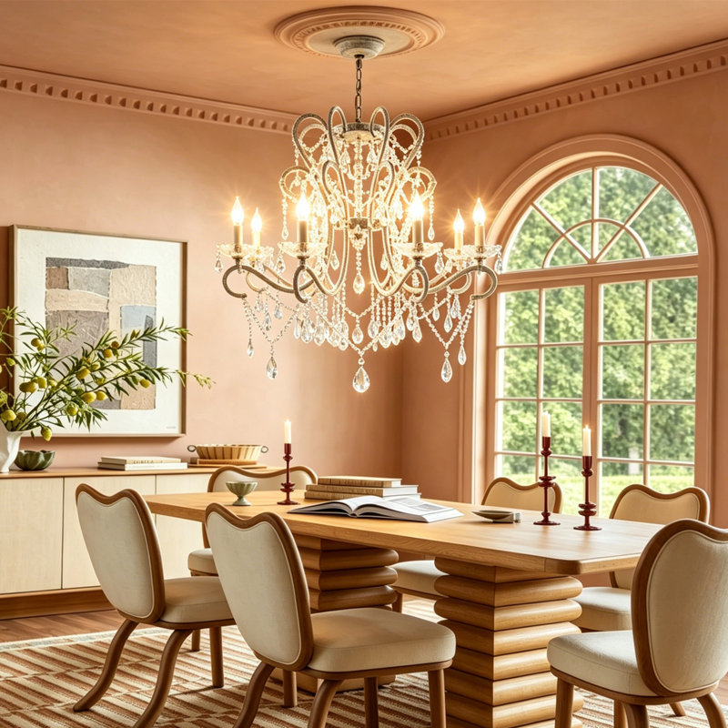 Lustre traditionnel de style bougie Valmira , H 27,5 po x l 31,4 po x P 31,4 po, 8 lumières