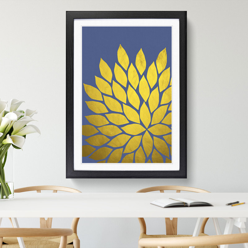 Abstract Leaves No.3 Gold - Framed Print, 36cm H x 27cm W x 2cm D, Black