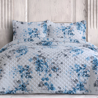 Azores Home Organic Cotton Quilts Cotton Sateen Floral Quilt