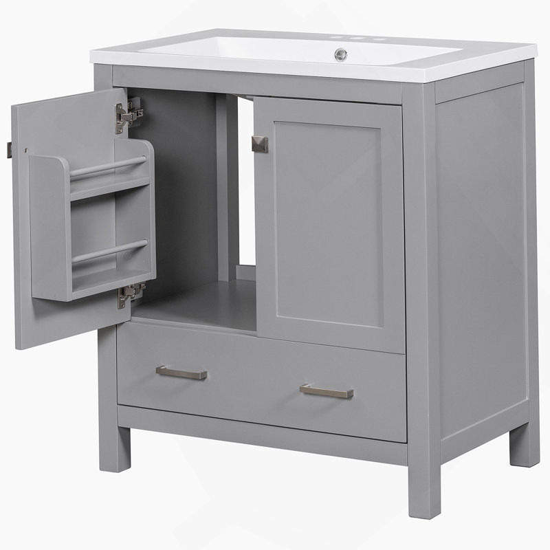 30" Grey Bathroom Vanity With Single Sink, Combo Cabinet Undermount Sink, Gray