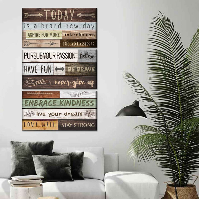 " Today Motivational Typography Multi Piece Canvas Print " by HomeyNotes Studio 3 - Pieces, 38" H x 24" W x 1.25" D