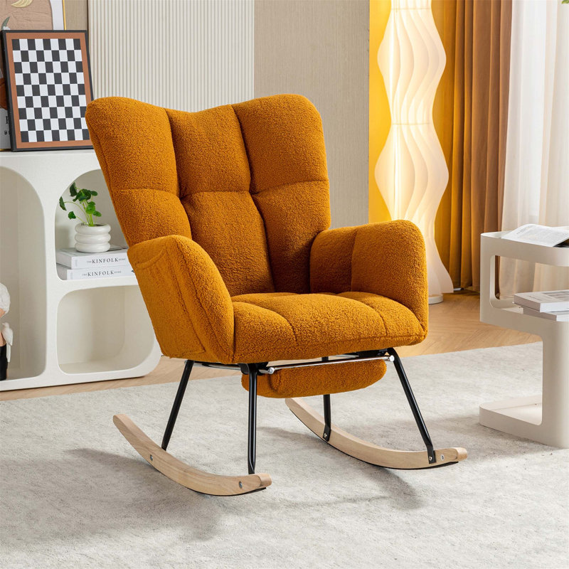 Chaise berçante en tissu Teddy, Caramel Teddy