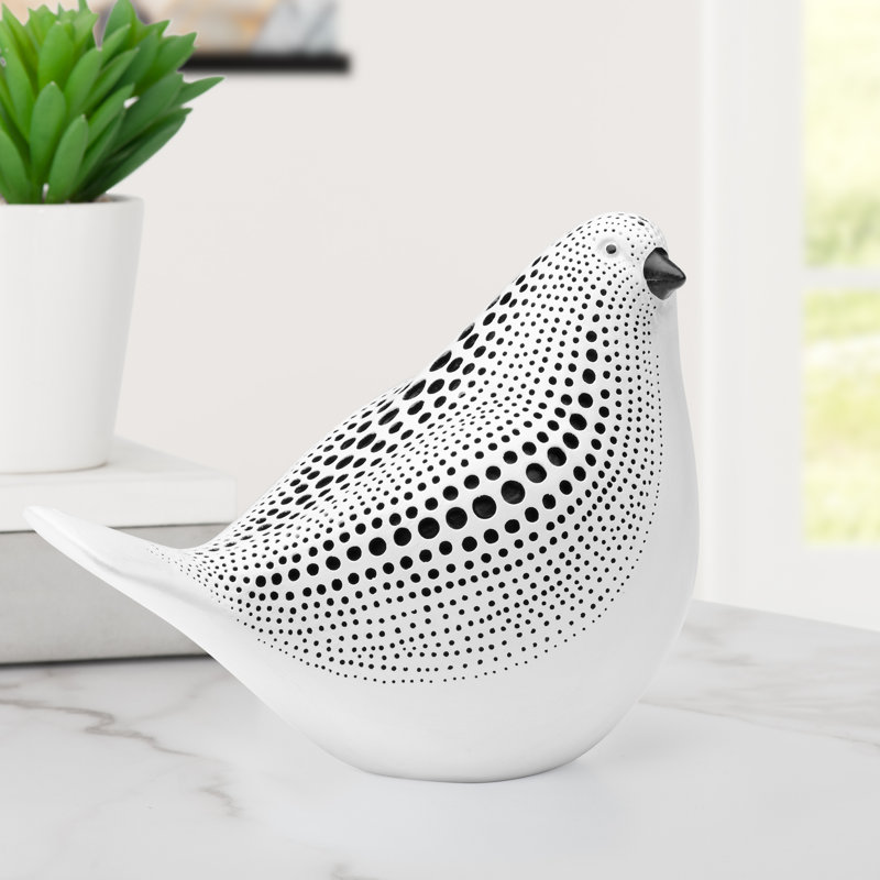 Morghan Dotted Tabletop Resting Bird Figurine, White